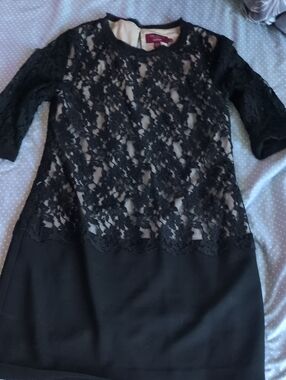 Black Lace Overlay Shift Dress